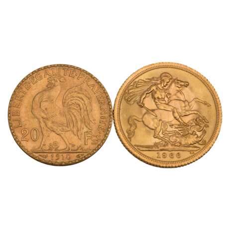 GB und Frankreich in GOLD - 1 x GB - 1 Sovereign 1966 - Foto 2