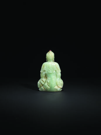 A PALE GREENISH-WHITE JADE SEATED FIGURE OF BUDDHA - photo 2