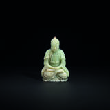 A PALE GREENISH-WHITE JADE SEATED FIGURE OF BUDDHA - photo 3