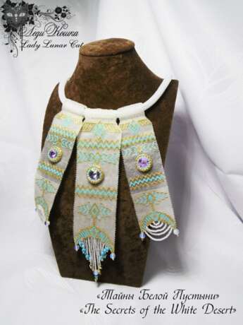 “Jewelry set earrings and necklace Secrets of the White desert” Beads Bead embroidery 2015 - photo 2