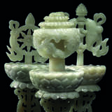 AN EXCEPTIONALLY RARE COMPLETE SET OF PALE GREENISH-WHITE JADE EIGHT BUDDHIST EMBLEMS, BAJIXIANG - photo 2