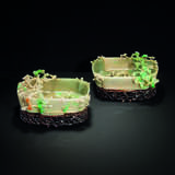 A PAIR OF LARGE JADEITE QUATREFOIL-FORM OPENWORK `CHILONG AND PRUNUS` WASHERS - photo 3