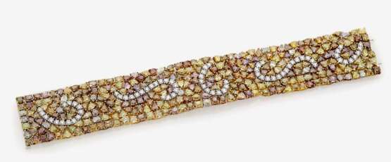 Cocktailarmband mit Diamanten in vielfarbigen natürlichen Fancy Farben und Formen sowie - Foto 1