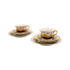 MEISSEN pair of 3-piece mocha covers 'B-shape', 2nd choice, 20th c.