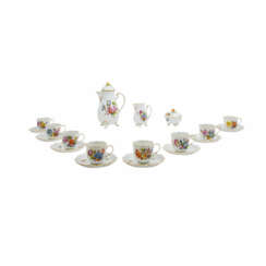 LUDWIGSBURG 19-piece mocha service for 8 persons 'flower bouquet', 20th c.
