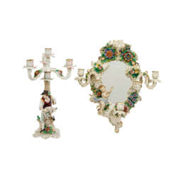 Among other things, SITZENDORF, wall mirror and figural chandelier, 20th c.