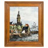 DELFT picture plate 'Harbour town', 20th c. - фото 2