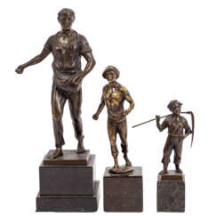 IFFLAND, FRANZ, u.a. 19th/20th c., mixed lot of 3 bronze figures at agricultural activity,