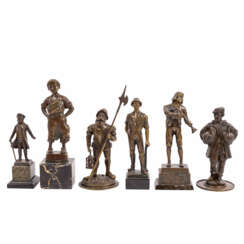 BECK, ERNST u.a. 19th/20th c., mixed lot of 6 male bronze figures versch. Occupational types,