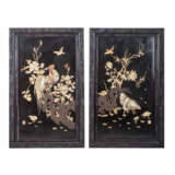 Pair of lacquer paintings "Hen" and "Rooster", CHINA, around 1880. - Foto 1