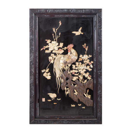 Pair of lacquer paintings "Hen" and "Rooster", CHINA, around 1880. - Foto 5