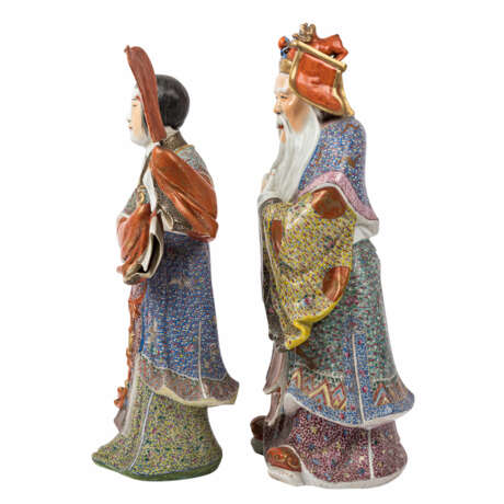 Pair of porcelain figures: the earth god Tudigong and his wife Tupido. CHINA. - photo 2