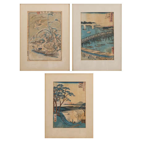 Convolute woodblock prints 3-pcs, JAPAN: - фото 1