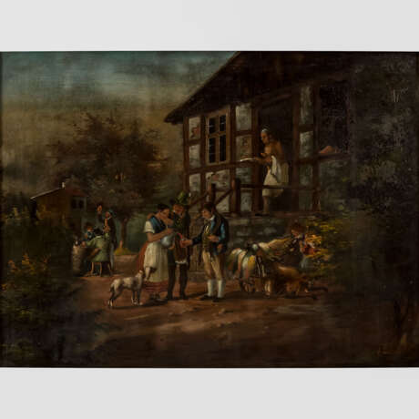 SOUTH GERMAN PAINTER OF THE 19th CENTURY "In front of the wine tavern". - photo 2