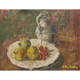MONOGRAMMIST "E.M.Sch." (?), (20th century painter), "Still life with pears and cherries", - фото 1