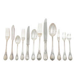 CHRISTOFLE partial cutlery (mostly for 12 persons), 'MARLY', silver plated, 20th c.