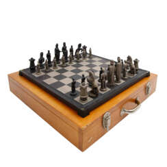 Chess set with iron and pewter pieces, 1920s/30s,