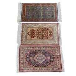 3 oriental carpets made of silk: