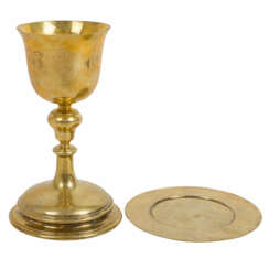 MEASURING CHALICE WITH PATEN, Vienna / Austria, after 1922, silver gilt (800/1000),