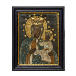 ICON "Crowned Mother of God and Child" as a monastic work, 18th/19th c.,