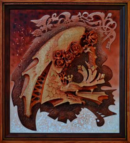 Peinture design, художественное панно «Торжество-2.», Тонированный кедр, художественная резьба по дереву, Art de genre, Russie, 2022 - photo 1