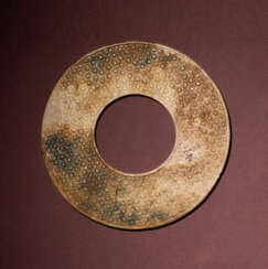 A CELADON JADE CHU-STYLE DISC, BI