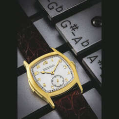 PATEK PHILIPPE. AN EXTREMELY RARE 18K GOLD MINUTE REPEATING WRISTWATCH WITH BREGUET NUMERALS