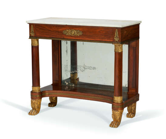 A CLASSICAL BRASS-MOUNTED AND ROSEWOOD-VENEERED MARBLE-TOP PIER TABLE - фото 2