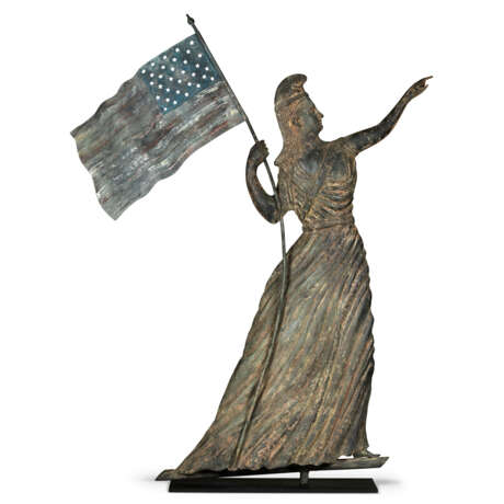 A MOLDED ZINC AND COPPER GODDESS OF LIBERTY WEATHERVANE - photo 1