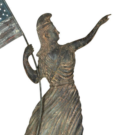 A MOLDED ZINC AND COPPER GODDESS OF LIBERTY WEATHERVANE - Foto 3