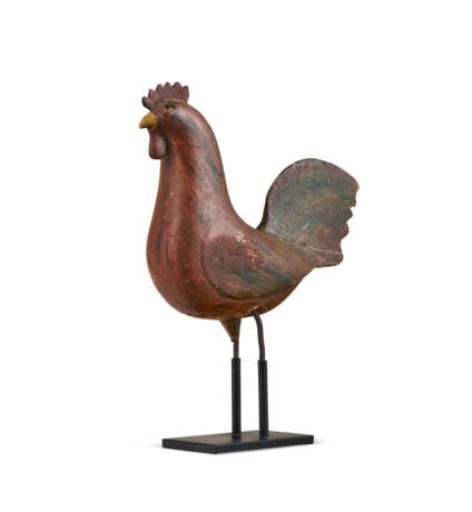 A CARVED AND PAINTED WOOD ROOSTER - photo 1