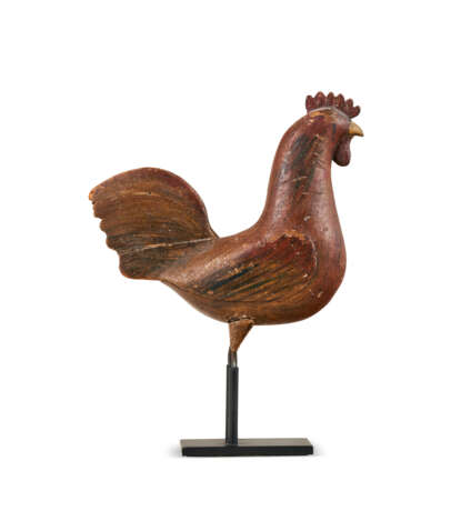 A CARVED AND PAINTED WOOD ROOSTER - Foto 3
