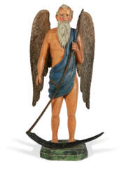 A CARVED AND PAINTED FATHER TIME LODGE HALL FIGURE