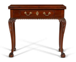 A CHIPPENDALE CARVED MAHOGANY CARD TABLE