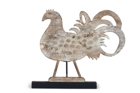 A CARVED AND PAINT-DECORATED WOOD ROOSTER WEATHERVANE - photo 1