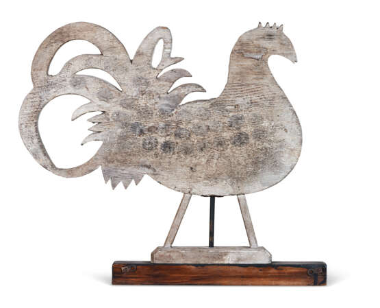 A CARVED AND PAINT-DECORATED WOOD ROOSTER WEATHERVANE - photo 2