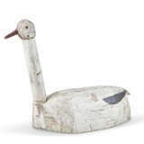 A CARVED AND PAINTED WOOD SWAN DECOY - photo 1