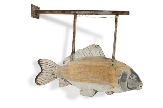 A LARGE CARVED AND PAINTED FISH MARKET SIGN - photo 1
