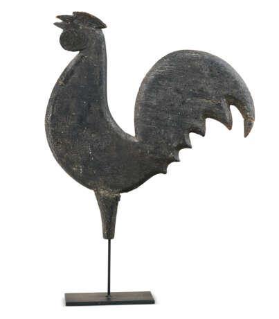 A CARVED AND PAINTED CROWING COCK WEATHERVANE - photo 1
