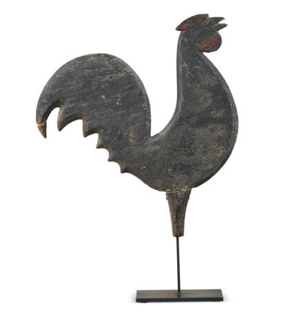 A CARVED AND PAINTED CROWING COCK WEATHERVANE - фото 2