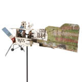 A PAINTED SHEET IRON AND WOOD “AIRPLANE WINDMILL” WITH BLACKSMITH SHOP AUTOMATON - photo 4