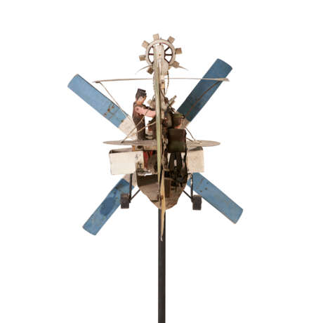 A PAINTED SHEET IRON AND WOOD “AIRPLANE WINDMILL” WITH BLACKSMITH SHOP AUTOMATON - photo 5