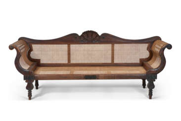 THE TALBOT FAMILY CLASSICAL CARVED HARDWOOD CANNED SETTEE