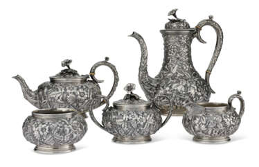 AN AMERICAN SILVER FIVE-PIECE TEA AND COFFEE SERVICE