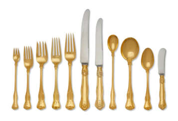 AN EXTENSIVE AMERICAN SILVER-GILT FLATWARE SERVICE