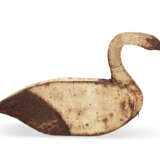 A LARGE PAINTED WOOD AND TIN SWAN - фото 1