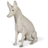 A WHITE-PAINTED CAST IRON SITTING DOG - фото 3
