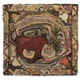 A COTTON HOOKED RUG DEPICTING A COW - photo 1