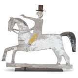 A CARVED AND PAINTED WOOD HORSE AND RIDER WEATHERVANE - Foto 1