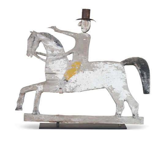 A CARVED AND PAINTED WOOD HORSE AND RIDER WEATHERVANE - фото 1